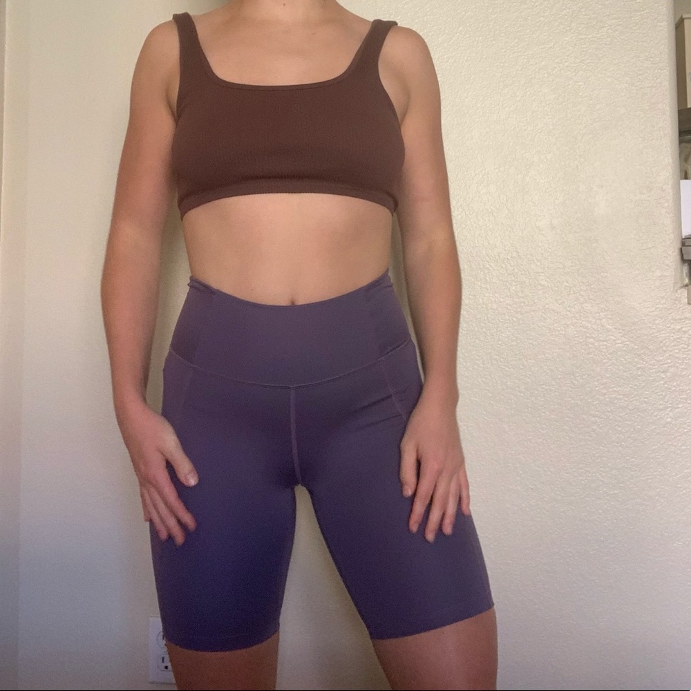 Girlfriend Collective shorts. Muted purple. Fits ex-small to small